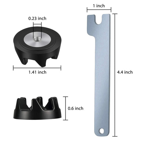 5 Pack Blender Couplers 9704230 Replacement Parts With Handy Wrench For KitchenAid KSB5 Series Blenders Compatible With WP9704230VP WP9704230 Replacement Kit, showing measurements.