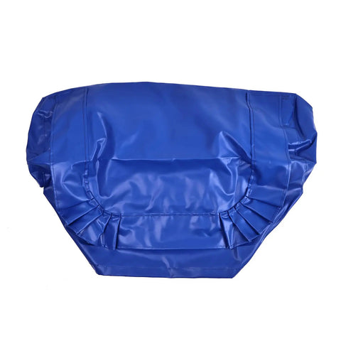 Rugged Waterproof Control Box Cover For Boom Lift Platforms, blue PVC fabric with pleated edges for moisture protection.