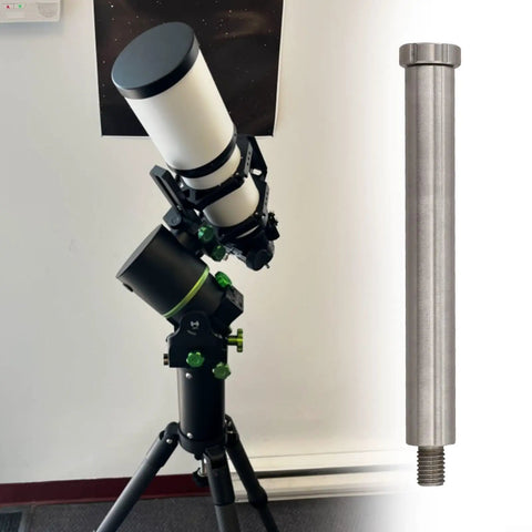 Rock Solid Stainless Steel Telescope Counterweight Rod for Equatorial Mounts, Balance Bar in 164mm 314mm 470mm Sizes, Heavy Duty M12 Compatible for Smooth Precise Astronomy Observing next to mounted telescope.