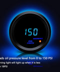 MAIMEIMI 2-inch, 52mm oil pressure gauge with sender kit, black bezel, digital blue LED display for 12V car