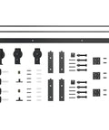 Heavy Duty Bi-Fold Barn Door Hardware Kit For Four Doors With Side Mounted Rollers, 51 Inch Beefy Steel Track, Parts Layout