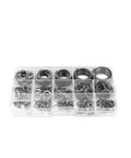 315 Piece 304 Stainless Steel External Retaining Ring Kit M4 To M28 Shaft C Type Snap Rings in a clear case