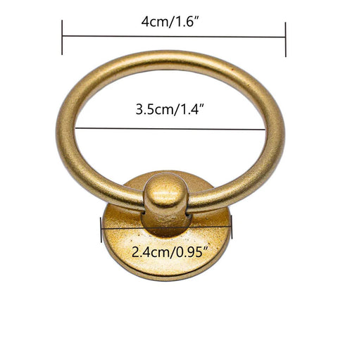 4 Pack Cabinet Knobs And Ring Pulls For Drawers And Dressers, 1.4 Inch Diameter, Gold Finish, Zinc Alloy Hardware With Mounting Screws
