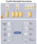 Remote Control Outlet Plug Switch with 1500W Capacity, golden buckle design, wireless light switch setup displayed