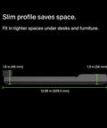 Side view of 8 Outlet Surge Protector Power Strip With 6 Foot Flat Plug Heavy Duty Extension Cord Overload Protection 3550 Joules, slim profile.