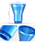 Blue Aluminum Oil Filler Funnel For Yamaha Tenere 700 Series CNC Precision, showing dimensions and design details