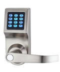 D6300 Bluetooth Digital Door Lock Satin Nickel With Card, Code, Key, And App Access with backlit keypad.