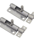 Stainless Steel Retractable Spring Push Latch Set With Left And Right Mount for electrical cabinets and pet cages, 2.28x0.79x0.35 inches.