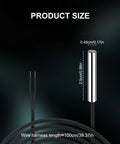 Product size diagram of the 10K Temperature Sensor Probe Set, 3 Pack, 1 Meter Waterproof Stainless Steel NTC Thermistor Probes.