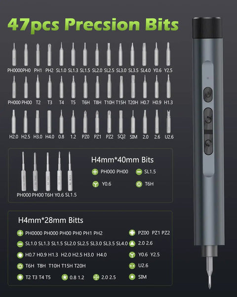 Mini Electric Screwdriver Cordless Precision Tool Kit With 49 In 1 Set And 47 Magnetic Bits LED Light Rechargeable