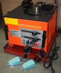 Rock Solid 25mm Electric Rebar Bender Equipped With Dual Foot Switches Making It A Total Workhorse For Bent One Inch Steel Rebars Across Every Active Build Site, showing controls and foot switches.