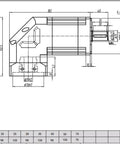 Nailed Fit Precision 90 Degree Right Angle Planetary Gearbox 2 Stage Speed Reducer technical drawing with dimensions.