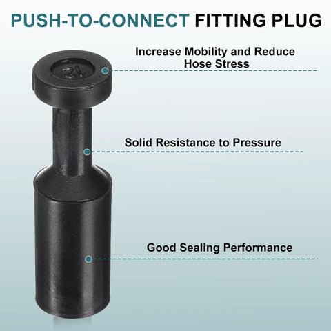 25 Pack Half Inch Tube OD Push To Connect Fittings Plug Cap Style Pneumatic Blanking Plugs For 12mm Air Lines Leak Proof