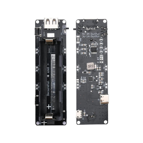 2 Pack 18650 Battery Holder Power Bank Module Micro Usb Cable Lithium Backup Shield showing circuitry and cell holder design.