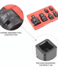 Huge 6-Piece Drive Socket Adapter Set Made Of Chrome Vanadium Steel Lets You Hook Your Impact Wrench To Any Standard Socket Kit Plus Storage Box For Gnarly Automotive Repairs And Heavy Duty Bolts. 6-piece chrome vanadium impact socket adapter set in red storage case