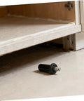 Metal Cabinet Door Repair Pins Kit With Spring Loaded Shaft Pins next to open cabinet door on tile floor