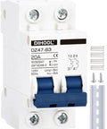 AC Miniature Circuit Breaker 2 Pole 20 Amp 110V Low Voltage Disconnect Switch For DIN Rail Mount, C Curve Trip, front view