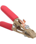 Heavy Duty 260A Brass Welding Ground Clamp With Wide 40mm Jaw For Stable Conduction And Secure Grip On Argon Or Gas Shielded Welding Tasks, featuring red rubber grips.