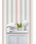 Top Shelf Vinyl Wallpaper Featuring Subtle Leather Grain And Eclectic Funky Patterns Paste The Wall Setup For Offices Hotels And Commercial Hangouts Ridiculously Durable Commercial Grade Wall Covering Custom Printed in a bathroom setting with towels and decor.