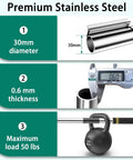 Heavy Duty Corner Guard Handle Extends 4.3 To 8.7 Feet, Stainless Steel Extension Pole, 30mm diameter, 0.6mm thickness, 50 lbs load