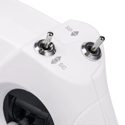 Close-up of silver switches on FrSky D16 LiteRadio 2 SE Transmitter For FPV Drones, USB C Charging, Quick Joystick Calibrate, Configurator V2 Ready