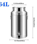 Built Tough 304 Stainless Steel Food Storage Hopper With Spigot And Airtight Lid For Staying Fresh Rice Flour Sugar Grains Coffee Beans 16 9 Gallon Capacity, 64L bin with durable finish and spigot.