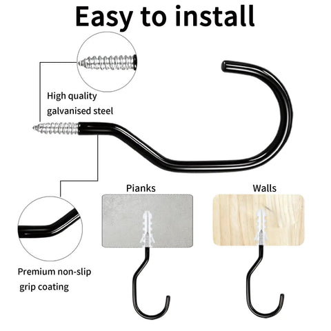 Heavy Duty Bike Storage Hooks For Garage, Wall And Ceiling Mounts, Screw-In Utility Hangers For Bikes, Cords And Tools