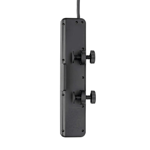 Back view of 6-Outlet Surge Protector Power Strip With Desk Clamp Mount 6 Ft Cord 2100 Joules Protection Dual USB Charging