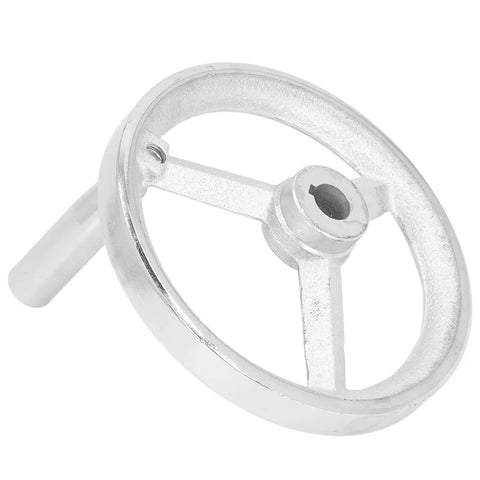 Lathe Handwheel 160mm Rotary Chrome Plated Cast Iron Round Wheel With Removable Handle 16mm Bore Built Tough For Quick Machine Setup
