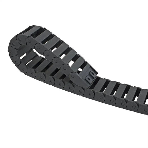 R28 Inner 15mm By 40mm Black Plastic Wire Carrier Drag Chain For CNC 1M Length, reinforced nylon looped link view.