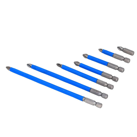 Top Tier PH2 Cross Screwdriver Bits Set 7pcs Magnetic Drill Kit Alloy Steel Size Range For Cars Repairs Motorcycles And Computers Heavy Duty Performance, 7 blue bits