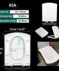 Round White Toilet Seat Featuring Soft Close Slow Closing Lid Universal Replacement Fits Standard Toilets dimensions shown