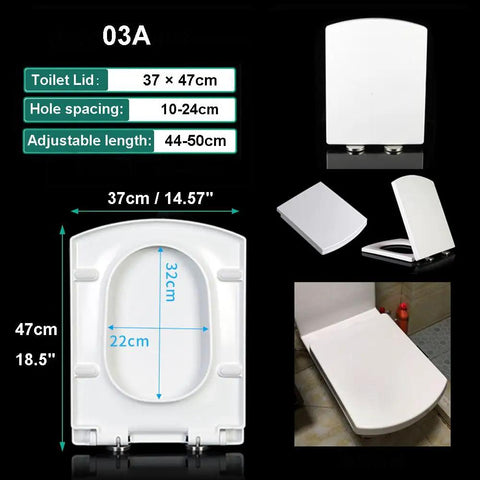 Round White Toilet Seat Featuring Soft Close Slow Closing Lid Universal Replacement Fits Standard Toilets dimensions shown