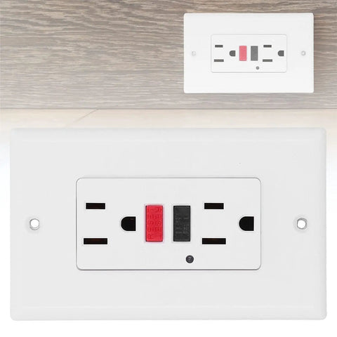 Pro Grade GFCI Smart Ground Fault Protection Socket For Indoor Outdoor Use, white color, 15 Amp with reset button and safety shutter.