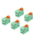 KF141V 2 Pin Spring Terminal Block Connector For PCB Boards, 150V 2A, 2.54mm Pitch, Easy Wire In Clamp, Pack Of 5