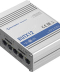 Dual SIM LTE Cellular Router With Five Ethernet Ports, WiFi, Bluetooth And USB For Global Operators in a rugged metal casing.