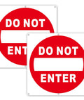 Two Pack Do Not Enter Sign 12x12 Inches Aluminum Reflective No Entry Metal Signage, front view with mounting holes