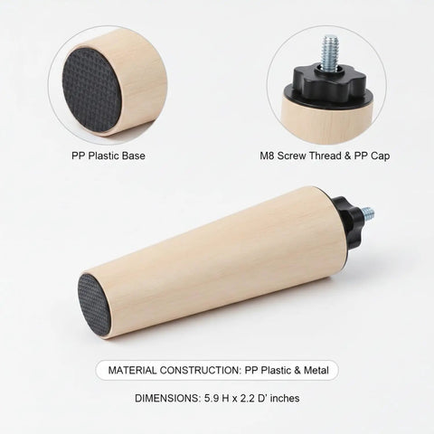 Fix Wobbly Sofa Legs With M8 Threaded Conical Foot, Durable PP Plastic And Metal Support, 5.9 x 2.2 Inches, beige, 1 Pack