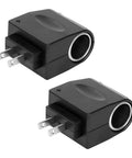 2 Pack AC To DC Converter 220V To 12V 500MA Car Cigarette Lighter Socket Adapter universal plug design for easy vehicle use.