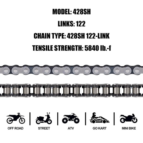 428 Heavy Duty Motorcycle Chain With 122 Links And Chain Breaker For 125cc 150cc 200cc Dirt Bikes Mini Bikes Go Karts And ATVs