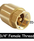 Brass 3/4-inch inline spring check valve with female NPT threads