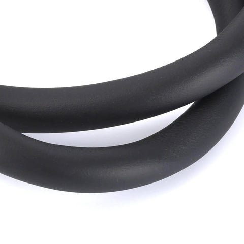 Close-up of black nitrile rubber foam tubing, part of 2 Pack 1-1/4 Inch Pipe Insulation Foam Tubing 6 Ft Long With 2 Inch Outer Diameter And 3/8 Inch Wall Thickness Perfect For AC Units, Guitar Stands, Exercise Machines, Roof Racks And Other Gear Protection.