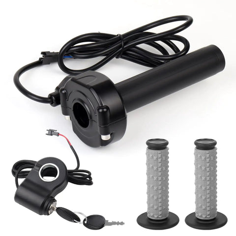 Full Twist Throttle With Ignition Switch For Electric Dirt Bikes, Plug And Play Handlebar Upgrade With Smooth Full-Hand Grip