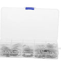 150 Pieces 304 Stainless Steel C Shaped Snap Rings Shaft Retaining Assortment Kit in clear plastic organizer box