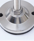 Adjustable Leveling Feet For Workbenches And Tables, 4 Pack, Heavy Duty Stainless Steel With Anti Scratch Finish, Easy Install And Height Adjustment, Ideal For Furniture, Machinery, Warehouse Shelves, And Office Desks close-up of stainless steel base