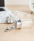 Top Tier 12 Pack 7 ml Mini Glass Bottle Keychains Featuring Secure Screw Lids and Heavy Duty Metal Rings with keyring.