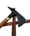 Black Handle Axe Walking Cane With Antique Lock Three Part Open Vintage Walking Stick Durable Aluminum And Wood Build