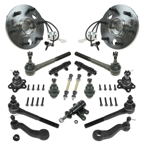 Premium 17 Piece Steering And Suspension Overhaul Kit Dropping In Easy On Your 4WD Chevy Tahoe, includes ball joints and tie rods.
