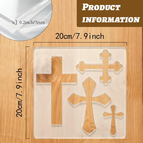Super Sleek Acrylic Router Template For Woodworking And Charcuterie Boards Killer Cross Inlay Pattern Heavy Duty Routing Guide That Flows Like Butter No Sweat Setup with cross designs on a 20cm sheet.