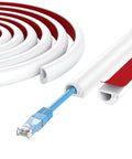 78 Inch Self Adhesive Silicone Cord Cover For Walls Flexible Cable Concealer Raceway Kit with blue ethernet cable inside.